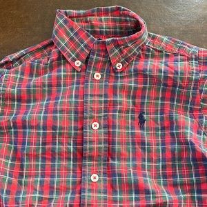 RALPH LAUREN TODDLER BOY CHRISTMAS HOLIDAY DRESS SHIRT BUTTON DOWN PLAID POLO